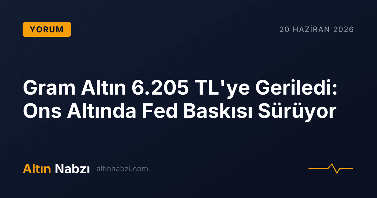 Gram Altın 6.205 TL'ye Geriledi: Ons Altında Fed Baskısı Sürüyor