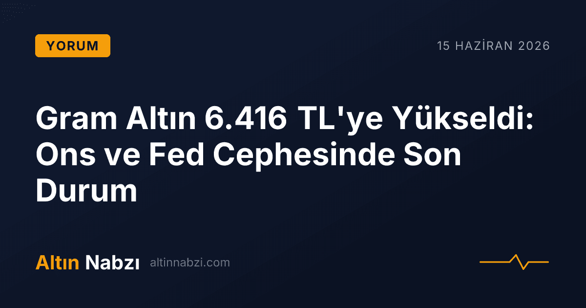 Gram Altın 6.416 TL'ye Yükseldi: Ons ve Fed Cephesinde Son Durum